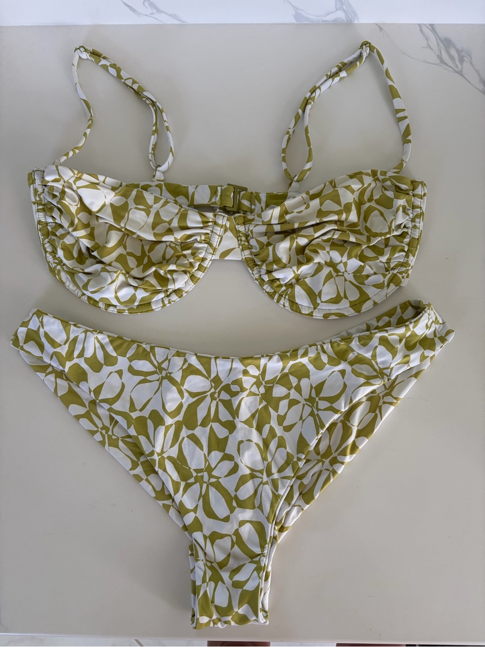 Billabong Olive and White Floral Underwire Bikini Set.